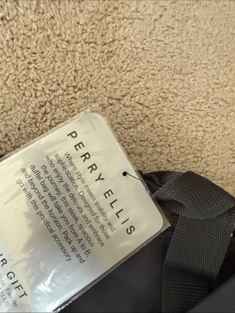 Perry Ellis Duffel Bag with Blue Zip Accent - NWT
